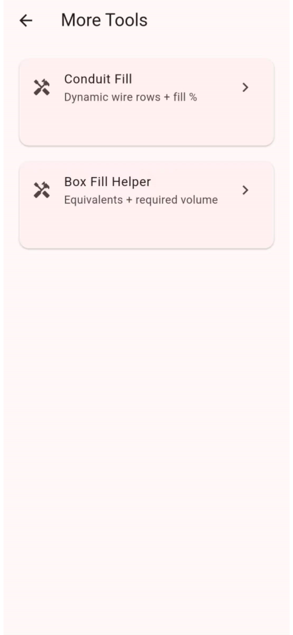 Conduit Fill inputs screenshot